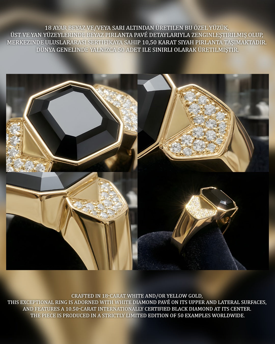 Universal Queen Yüzük - 10,50 ct Siyah Pırlanta