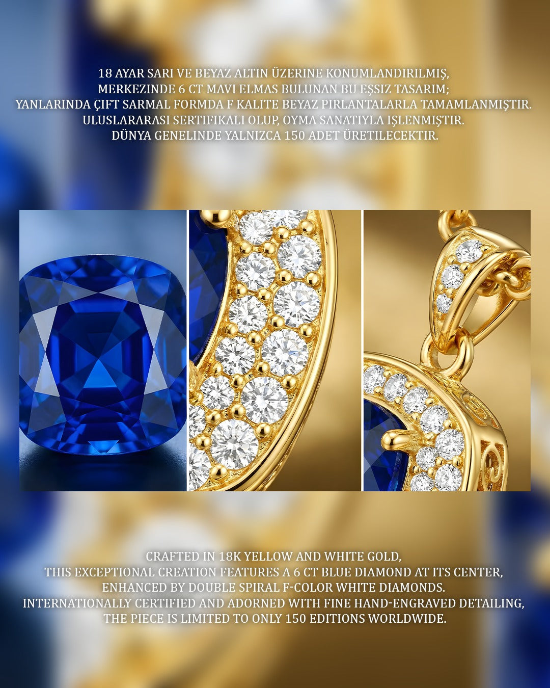 Peace of Life Kolye - 6 ct Mavi Safir 18K Altın